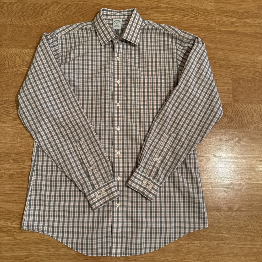 Brooks Brothers 346 Shirt Men's 16.5 - 6/7 Slim Fit Non-Iron Multicolor Plaid - Picture 1 of 7